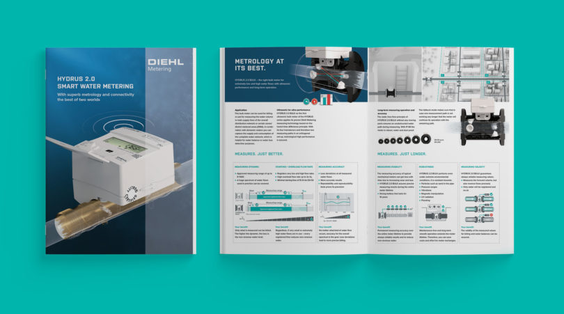 Mockup einer DIEHL-Broschüre zu Hydrus 2.0
