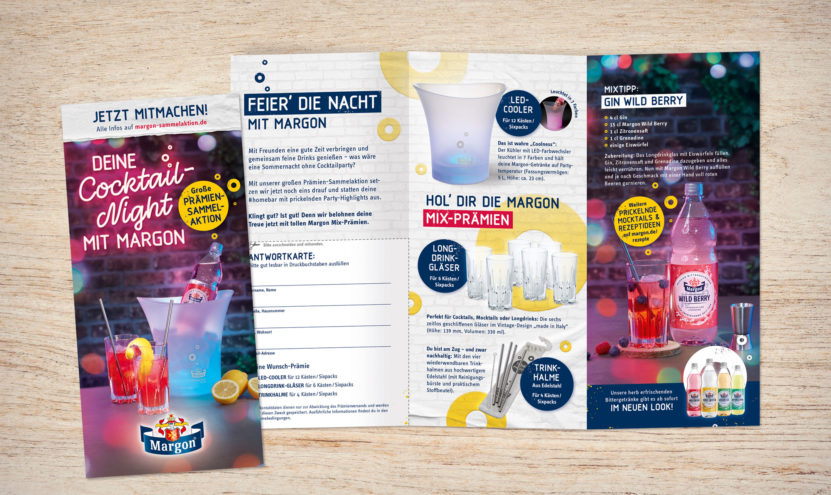 Mockup eines Margon-Flyers zum Thema Bittergetränke