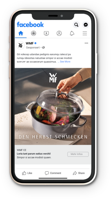 Mockup einer Anzeige für WMF Herbst Promotion auf Facebook